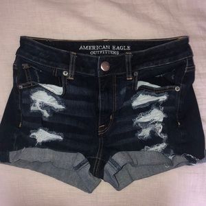 American Eagle high rise shortie jean shorts
